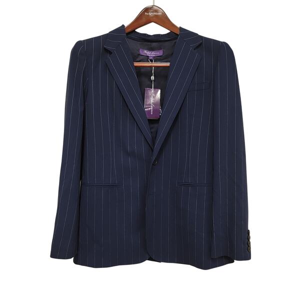Ralph Lauren Purple Label Navy White Pin Stripe Jacket 12 - Picture 1 of 10